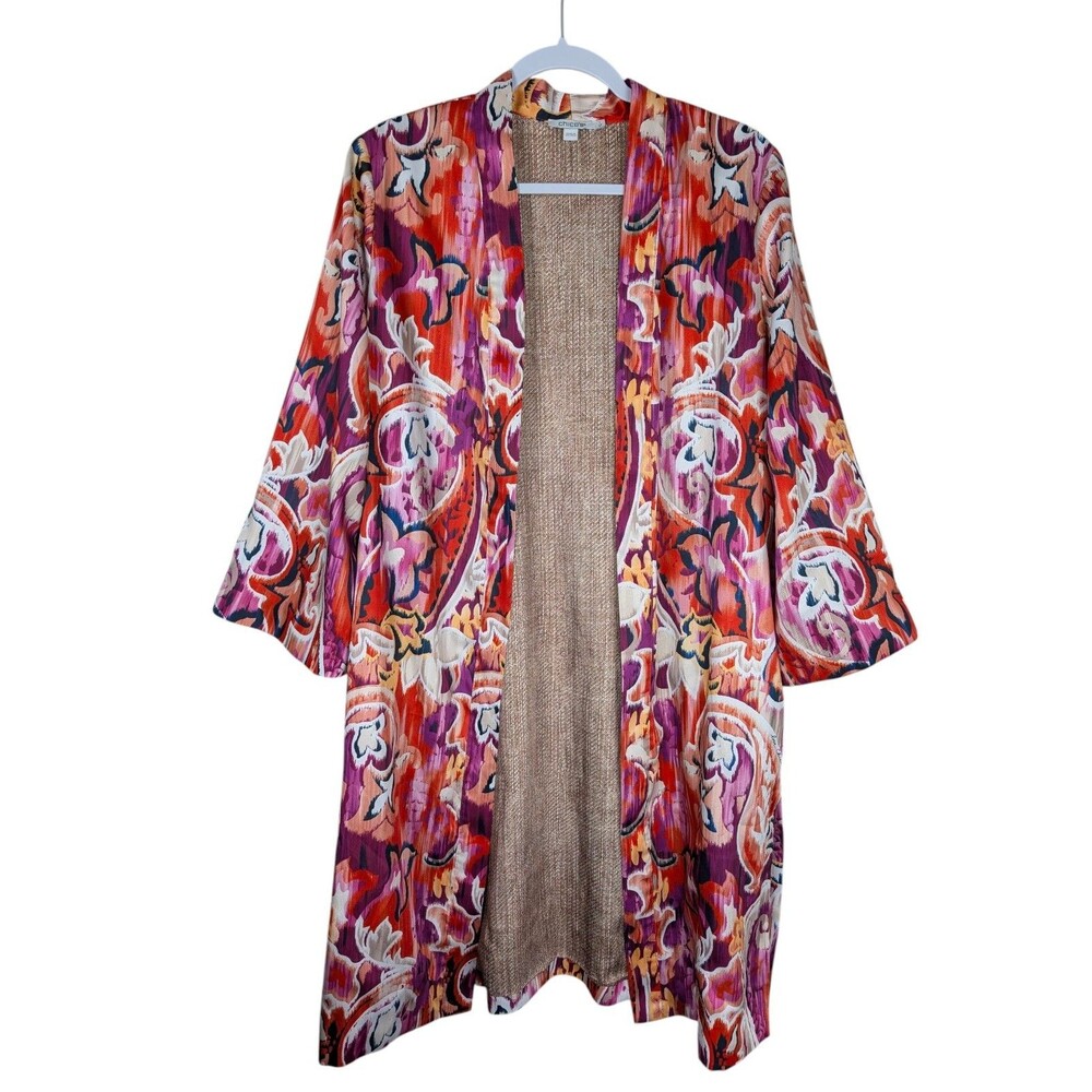 CHICOS Artsy Satin Kimono Duster Cardigan - 1 (M)